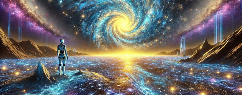 Abstract art evoking accelerating machine intelligence and the technological singularity